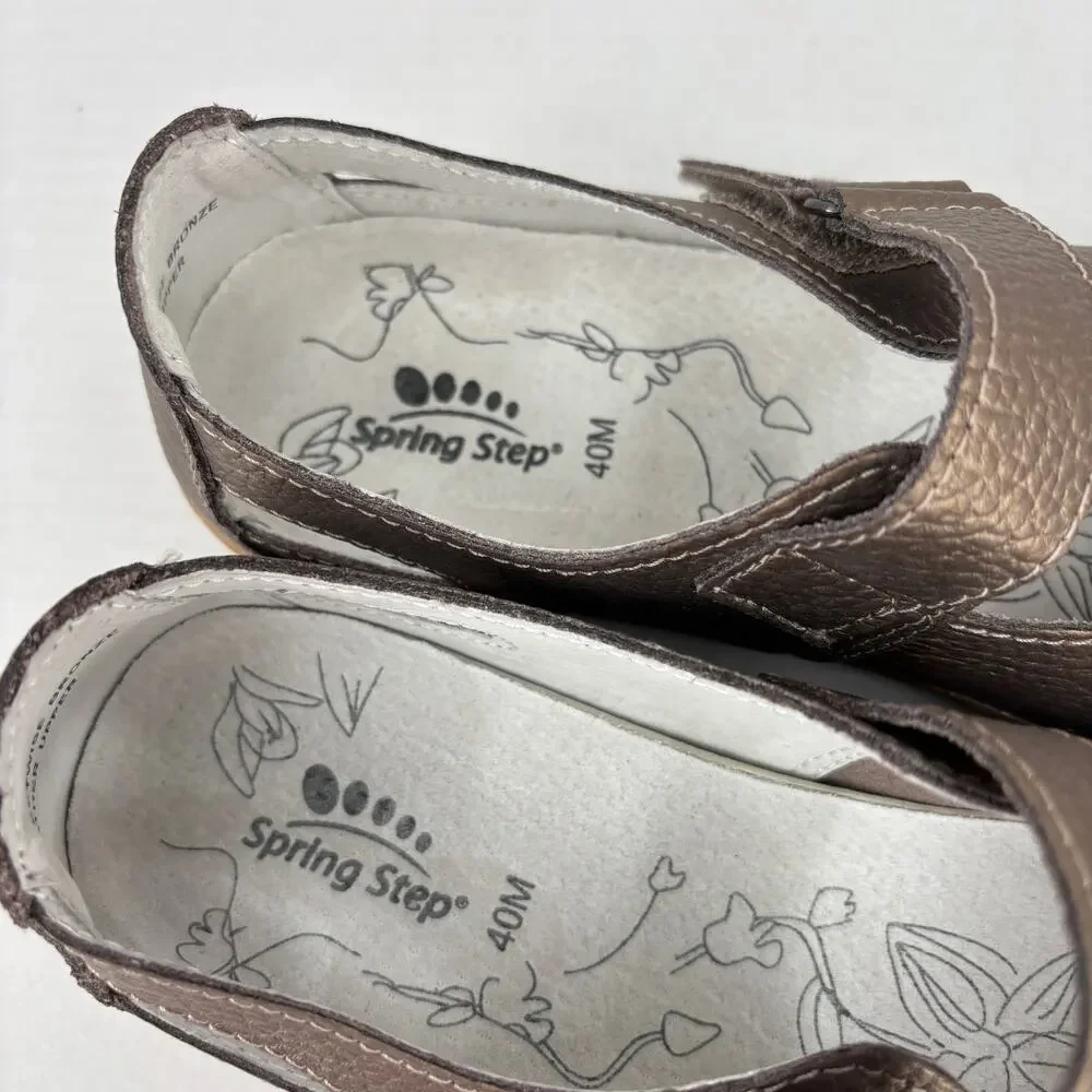 Spring Step Streetwise Mary Jane Flat Size EU 40 US 9 Bronze Leather‎ Adjustable